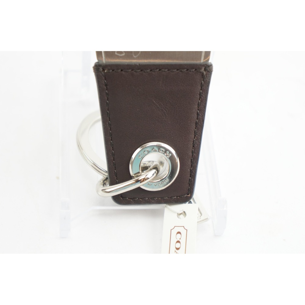 Coach Bottle Opener Keychain Mahogany Leather Silver F62097 New Employee Sale - Picture 6 of 6